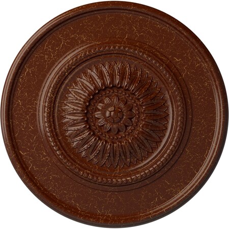 Ekena Millwork Large Floral Ceiling Medallion, Hand-Painted Burnished Mahogany Crackle, 41 1/8"OD x 2 1/2"P CM41FLBMC